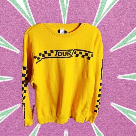 Team Bieber Tour 2017 World Tour Crewneck Sweatshirt Yellow Small - Picture 1 of 6